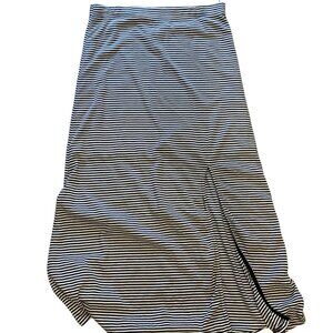 Striped Slit Midi Skirt